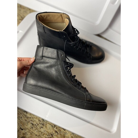 Thoroughly Crafted Goods TCG Black Leather Size 41 Us 8 Logan High Top Sneakers - Picture 8 of 9